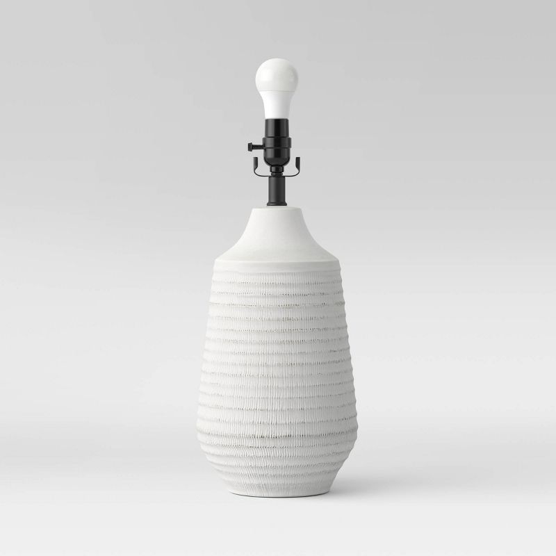 Large Textured Ceramic Lamp Base White