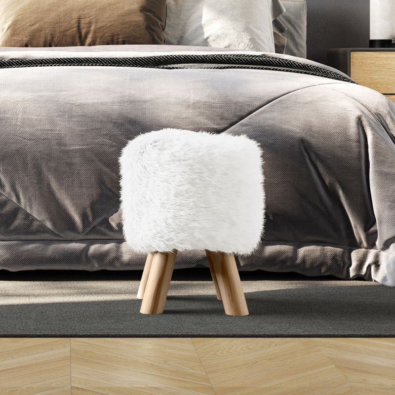 Round Faux Fur Ottoman