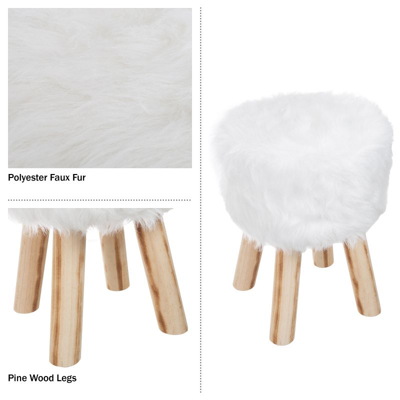 Round Faux Fur Ottoman