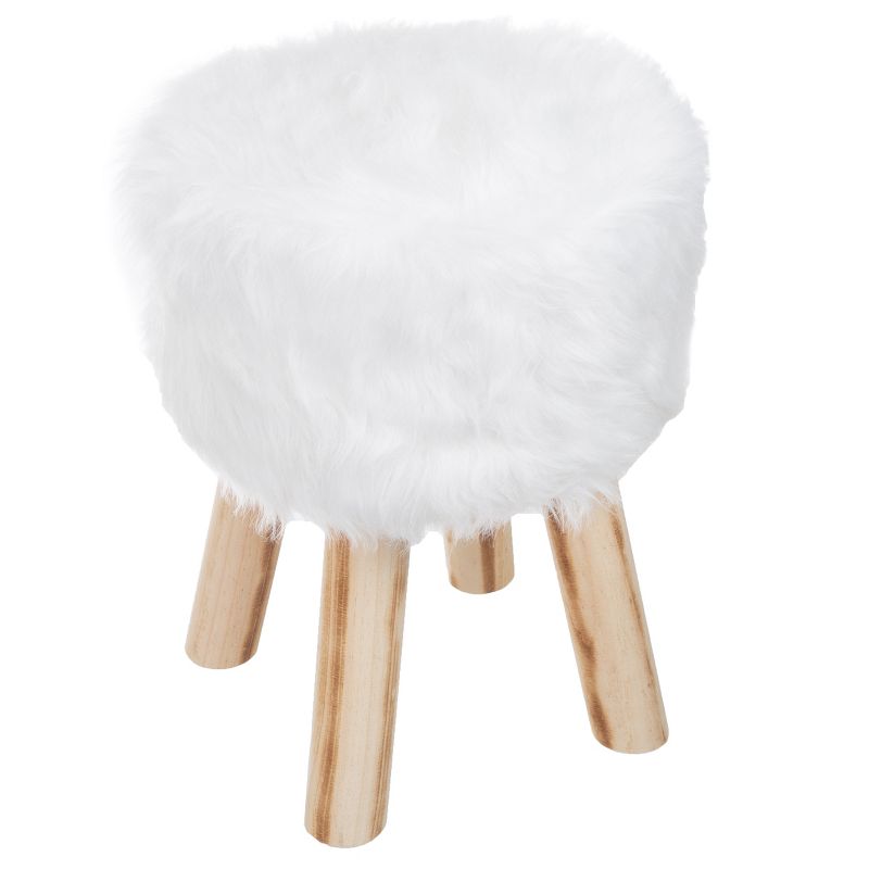Round Faux Fur Ottoman