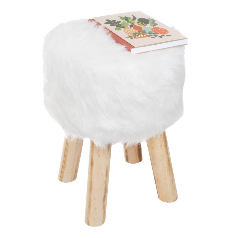 Round Faux Fur Ottoman