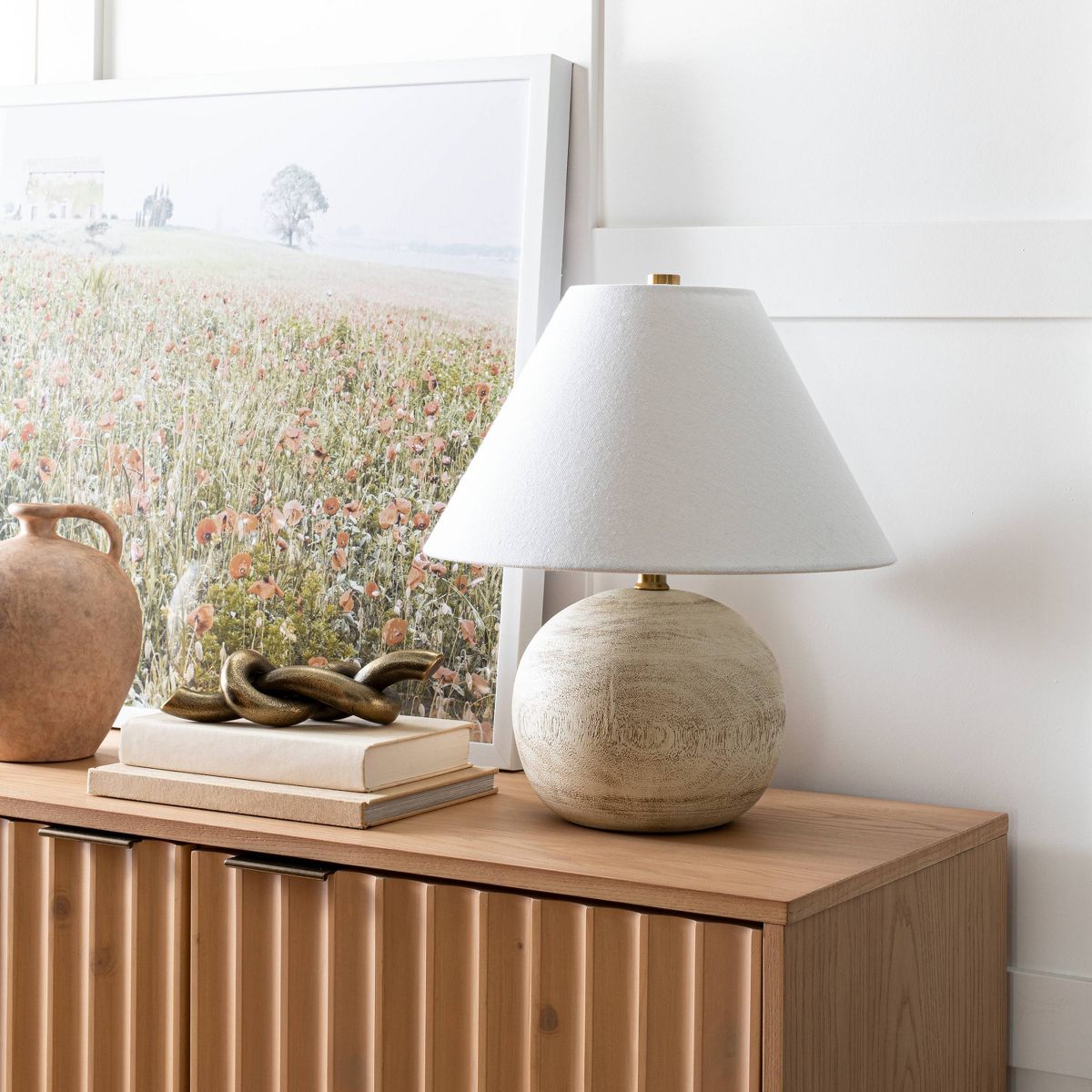 Medium Faux Wood Table Lamp