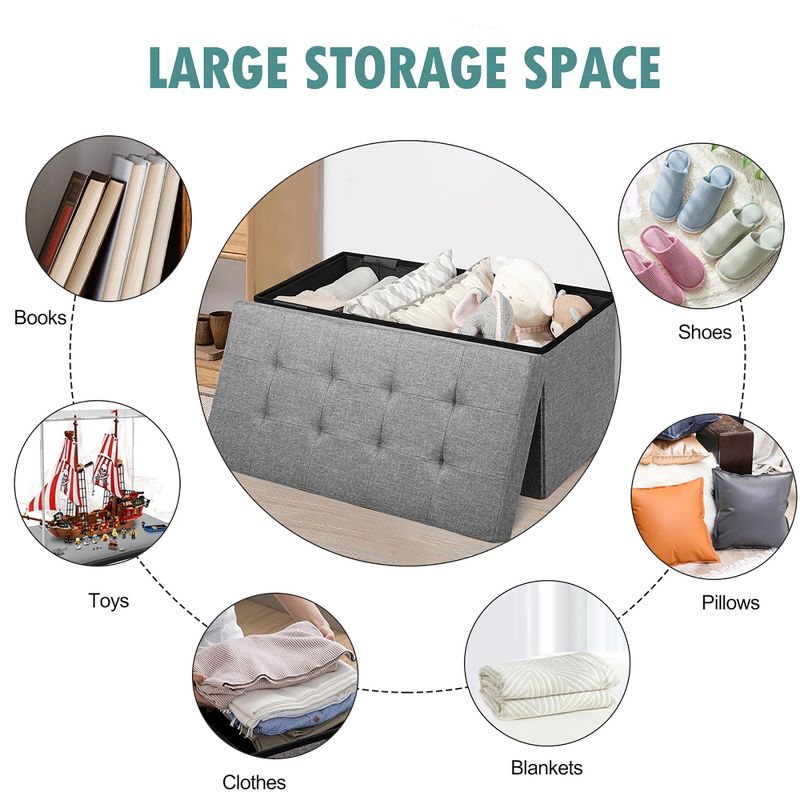 31.5''Fabric Foldable Storage Ottoman